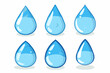 © The Illustraitor - blue water droplet and drop silhouettes, vector set icons of droplets isolated on a white background