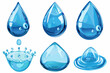 © The Illustraitor - blue water droplet and drop silhouettes, vector set icons of droplets isolated on a white background