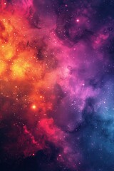 Wall Mural - a stunning, colorful cosmic nebula with swirls of vibrant orange, pink, and purple hues, filled with