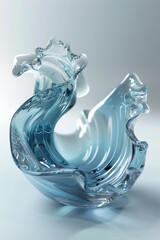 Wall Mural - abstract glass sculpture with fluid design, blending transparency and light for a dynamic artistic d