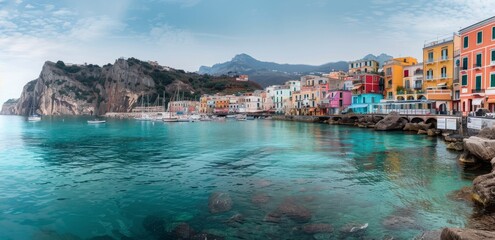 Wall Mural - Colorful Buildings in an Italian Harbor