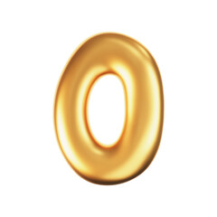 Wall Mural - 3d gold liquid letter O in y2k style isolated on a white background. Render of 3d golden inflated bubble alphabet with glossy effect. 3d vector y2k typography letter