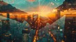 © Jayk - Corporate Connections: Handshake and Skyscrapers in Sunset Double Exposure