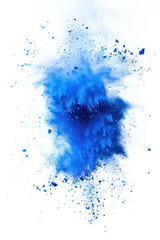 Wall Mural - Vivid blue powder explosion against a white background, creating a striking burst of color and texture perfect for creative design projects.