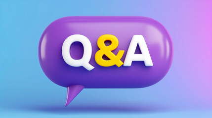 Wall Mural - speech bubble q&a graphic design with purple background. vibrant speech bubble featuring q&a text in