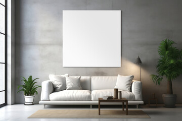 Wall Mural - PNG living room photo frame  mockup, transparent design