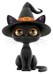 Wall Mural - PNG  Adorable black cat witch illustration