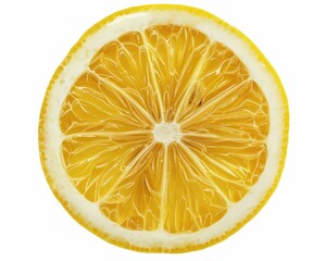 Lemon Slice Isolated on White Background. Fresh Ripe Yellow Lemon Citrous Fruit