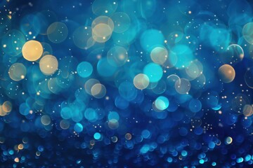 Light Blue Bokeh Abstract Background with Glitter Details for Christmas