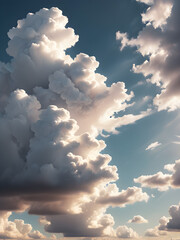 Wall Mural - Sunny sky background with fluffy white clouds