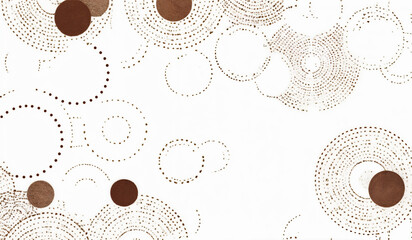 Abstract wallpaper with a white background with metallic brown circles