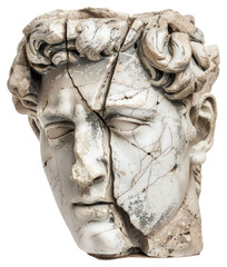 Canvas Print - PNG Cracked marble sculpture head