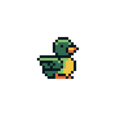 Wall Mural - Duck. Pixel art character. 8-bit sprite. Isolated vector illustration. Sticker design.