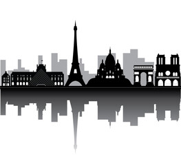 Wall Mural - paris eifeltower and skyline black and white png file