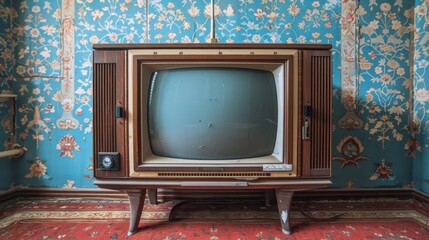 Retro Television in Vintage Living Room