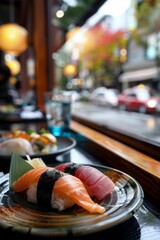 Poster - Imagine a culinary tour of Tokyo, Japan, sampling sushi, ramen, and other traditional dishes, while exploring the city's vibrant neighborhoods.