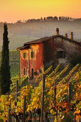 Poster - Imagine a romantic getaway to the vineyards of Tuscany, Italy, enjoying wine tasting tours, rustic cuisine, and the charming countryside.