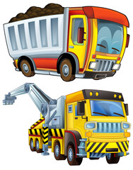 Wall Mural - cartoon scene with heavy duty car truck transportation vehicle for construction site isolated illustration for children