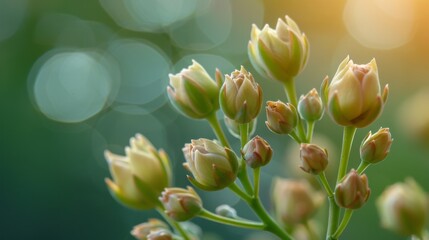 Poster - Close-Up of Yellow Flower Buds in Springtime Morning Light