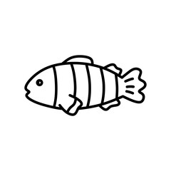 Wall Mural - Fish isolated on white background. Vector hand-drawn illustration in doodle style. Perfect for logo, various designs. Underwater world.