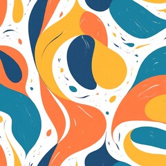 Sticker - Colorful abstract doodle seamless pattern. Creative minimalist style art background, trendy design with shapes.