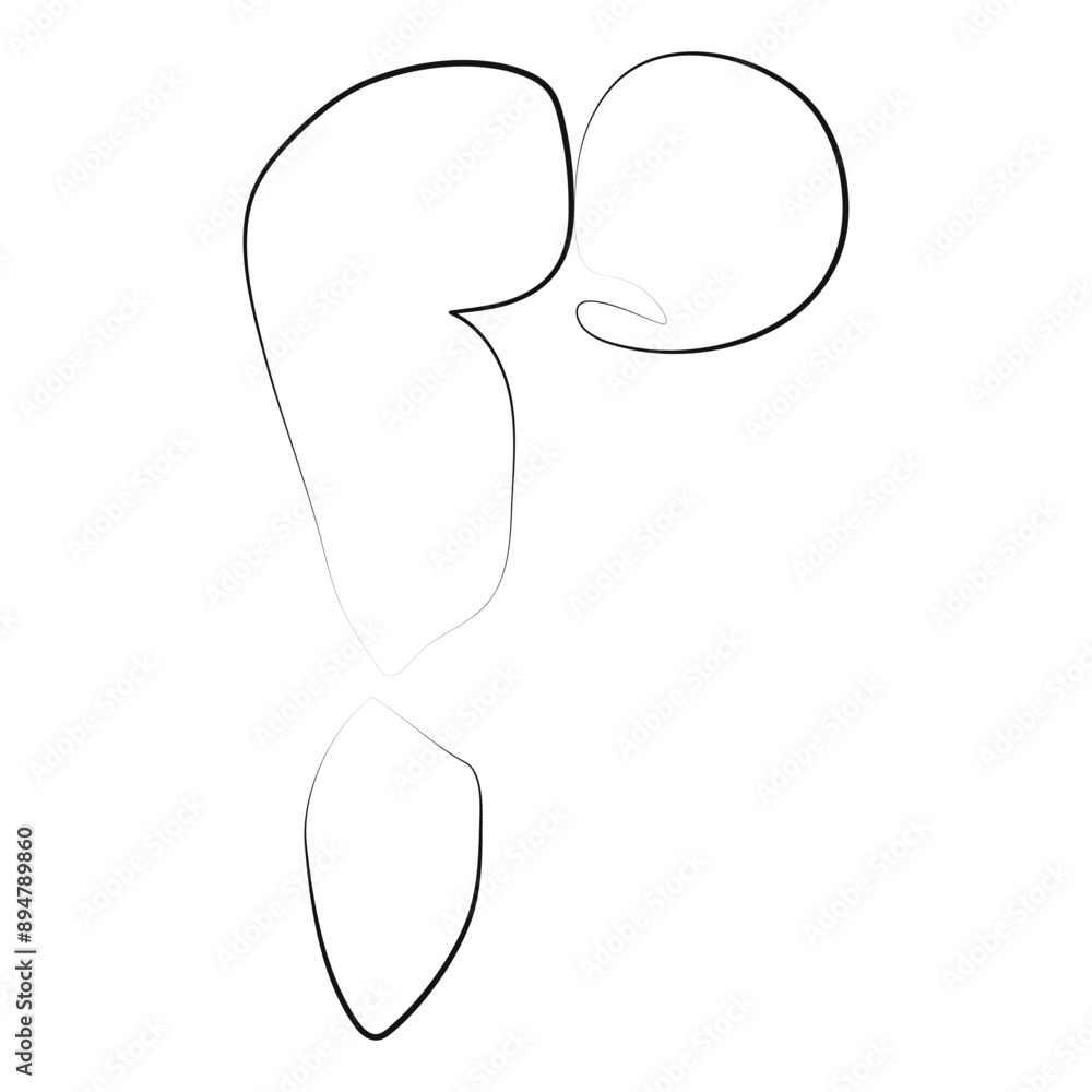 Linear silhouette of a graceful girl, isolated on a white background ...
