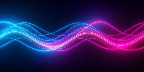 Wall Mural - abstract background with waves neon pink and blue Creative AI