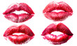 © beast01 - Set of red lipstick kissing prints on transparent background closeup. Concept of sexy and beautiful lips