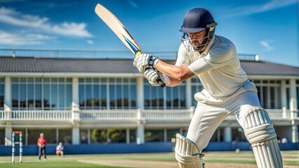 Poster -  cricket batsman playing in white uniform