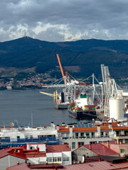 Vibrant Harbor with Ships and cranes