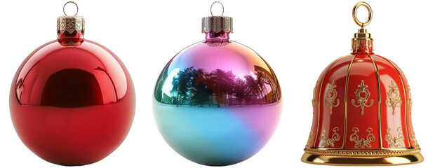 Christmas Baubles Set Isolated on Transparent Background