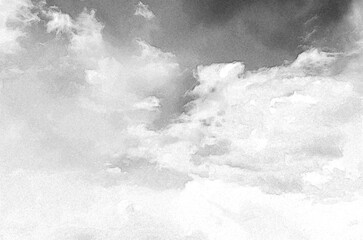 Poster - Natural cloudy sky background. Hand drawn pencil sketch illustration