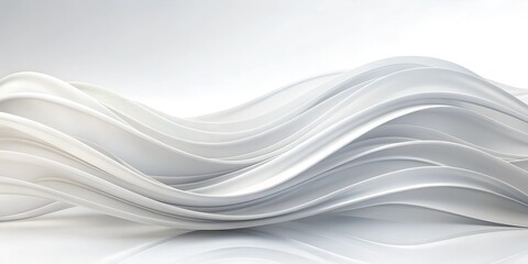 Poster - White Abstract Waves on White Background AI-Created Content