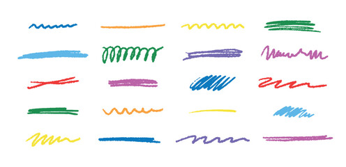 Leinwandbilder - Doodle brush underlines set. Black line sketches with pen marks. Hand drawn vector elements on white background.
