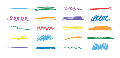 Poster - Doodle brush underlines set. Black line sketches with pen marks. Hand drawn vector elements on white background.