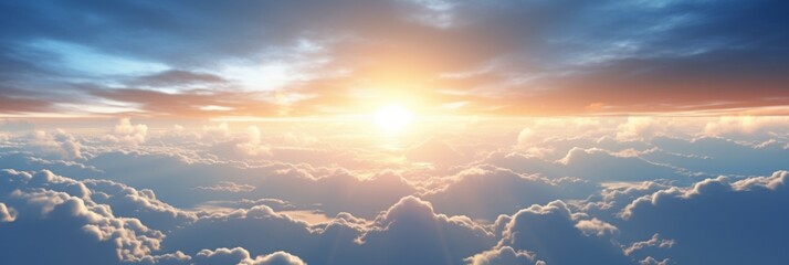 Wall Mural - beautiful cumulus clouds at sunset  in the panoramic blue sky