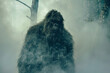 © Prime Lens - Bigfoot in the woods, hairy creature mysterious sasquatch silhouette in the mist