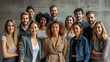 © Zarmeena - Group of 9 beautiful people in front of a background. Generative AI