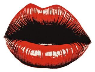 Poster - PNG Silkscreen illustration of a mouth lipstick art red.