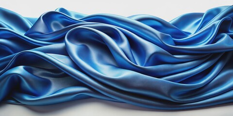 Elegant waves of blue fabric with a silky texture , elegant, blue, fabric, waves, silky, smooth, luxurious, flowing, draping