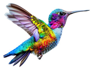 Canvas Print - PNG Colorful hummingbird in flight