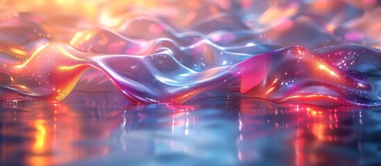 Poster - Abstract Wavy Surface with Glowing Lights