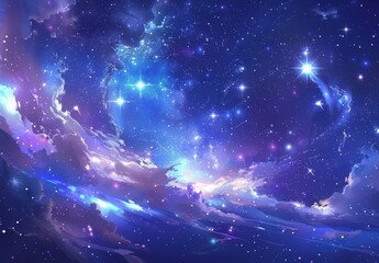 Wall Mural - A galaxy and nebula shine into deep space in the background of a star constellation