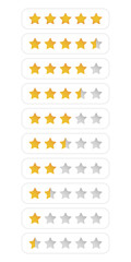 Aufkleber - Rating, stars from zero to five. Yellow stars, gray when not pressed.