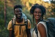 © CogniLens - Portrait of a glad multicultural couple in their 30s going on a hike in nature