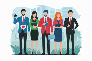 Sticker - flat design characters silhouette for business presentation 