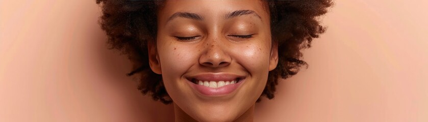 Close-up of a woman smiling with a glowing complexion, spa results, skincare success, radiant beauty, healthy lifestyle