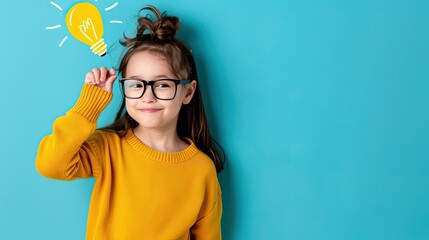 girl with glasses and lightbulb illustration