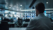 © Oleksandr Kozak - a security officer monitoring multiple CCTV feeds in a control room