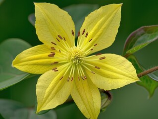 Wall Mural - yellow flower on green background